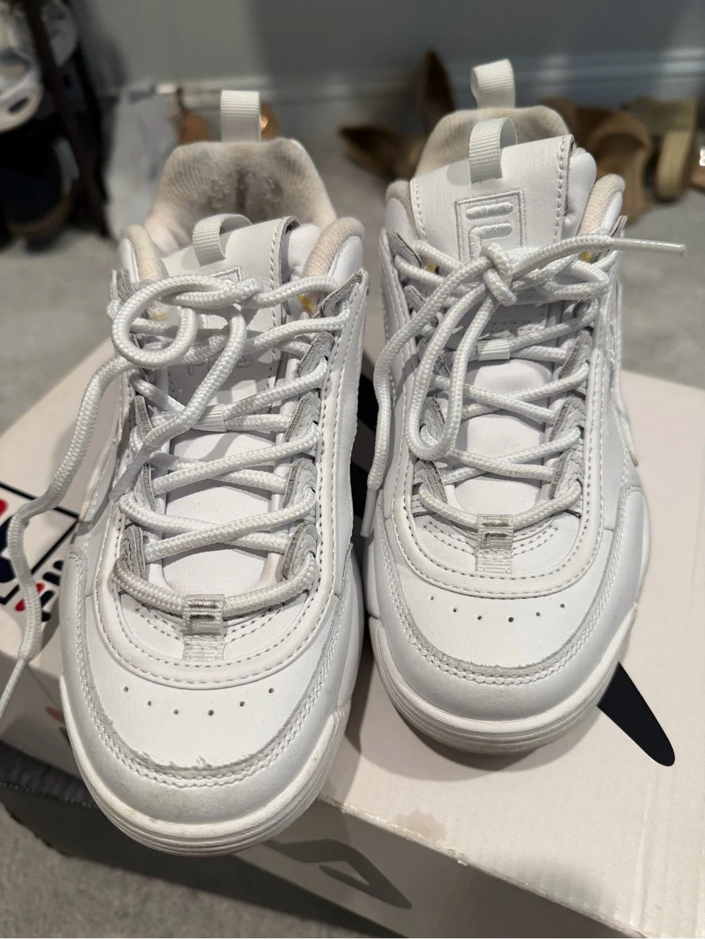 Fila White Disruptor II Premium Women's Chunky Sneakers